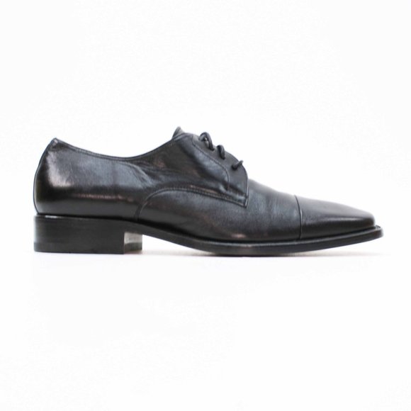 Bruno Magli Men\'s 7.5 Black Leather Cap-toe Dress Lace-up Oxfords - Italian main image 4